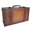 Custom decent vintage treated PU covering wooden frame display suitcase